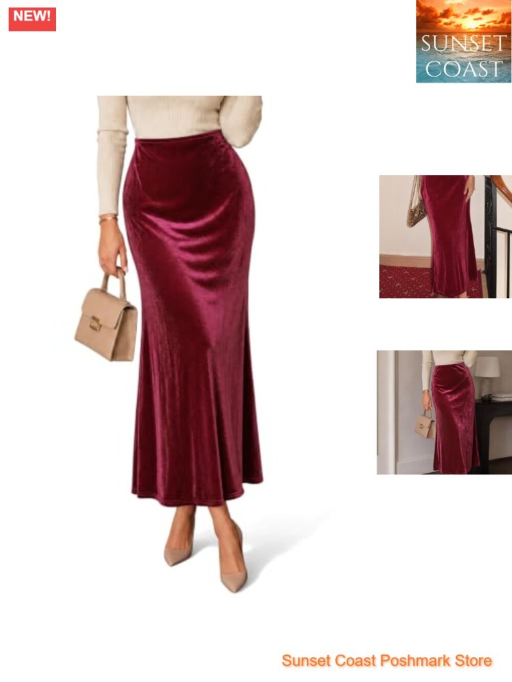 Velvet Maxi Skirt High Waisted A-Line Long Skirt Fall Winter